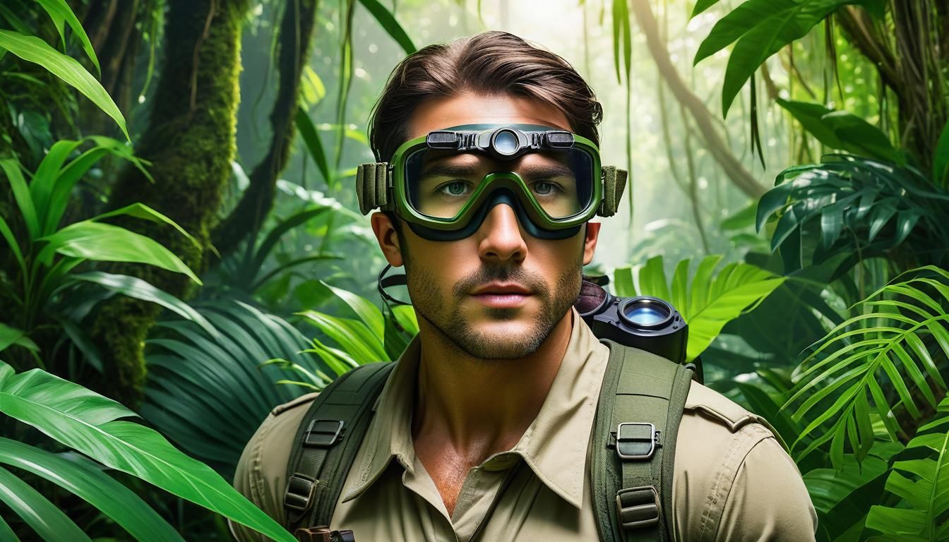 Explorer with Goggles Navigating a Jungle