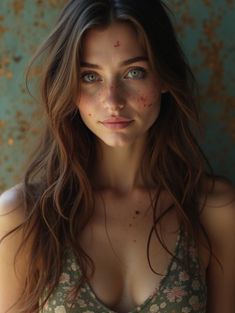 Photorealistic Portrait with Striking Green Eyes