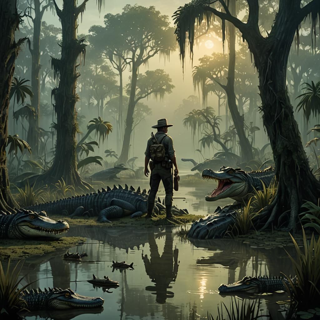 Bayou Billy Surrounded by Swamp Creatures