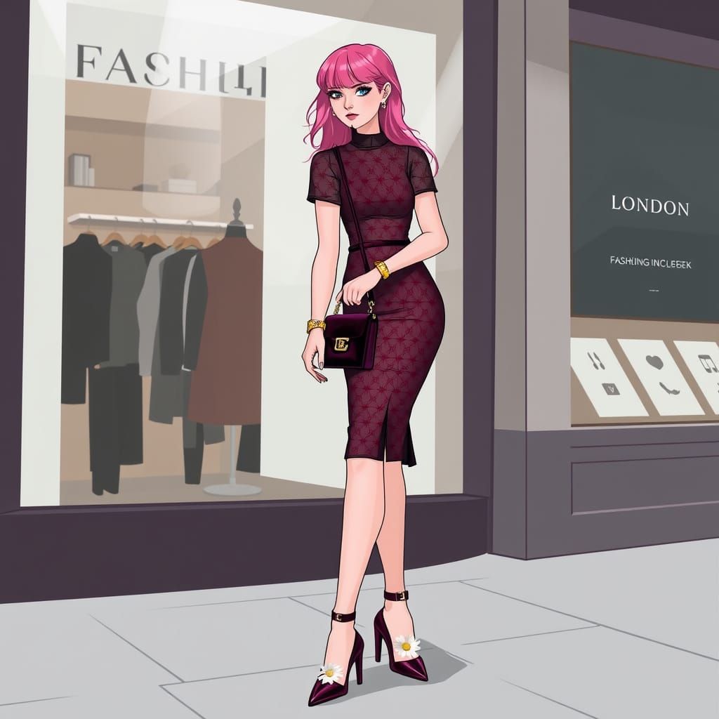 Futuristic Fashion Illustration: Pink Hair at Fashion Week