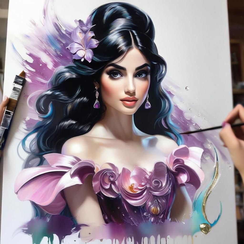 Moonlit Mermaid Portrait in Foil Print Art Style