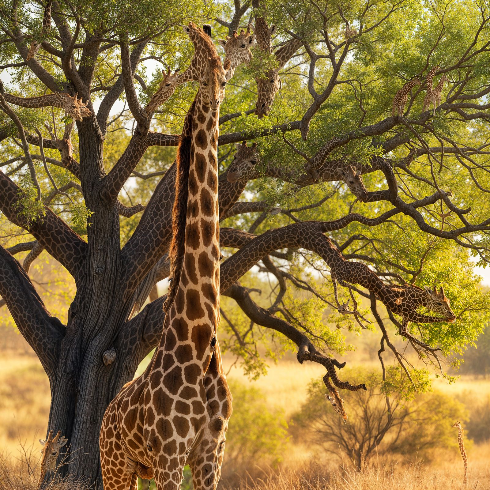 Savannah Giraffe Surrounded by Golden Light