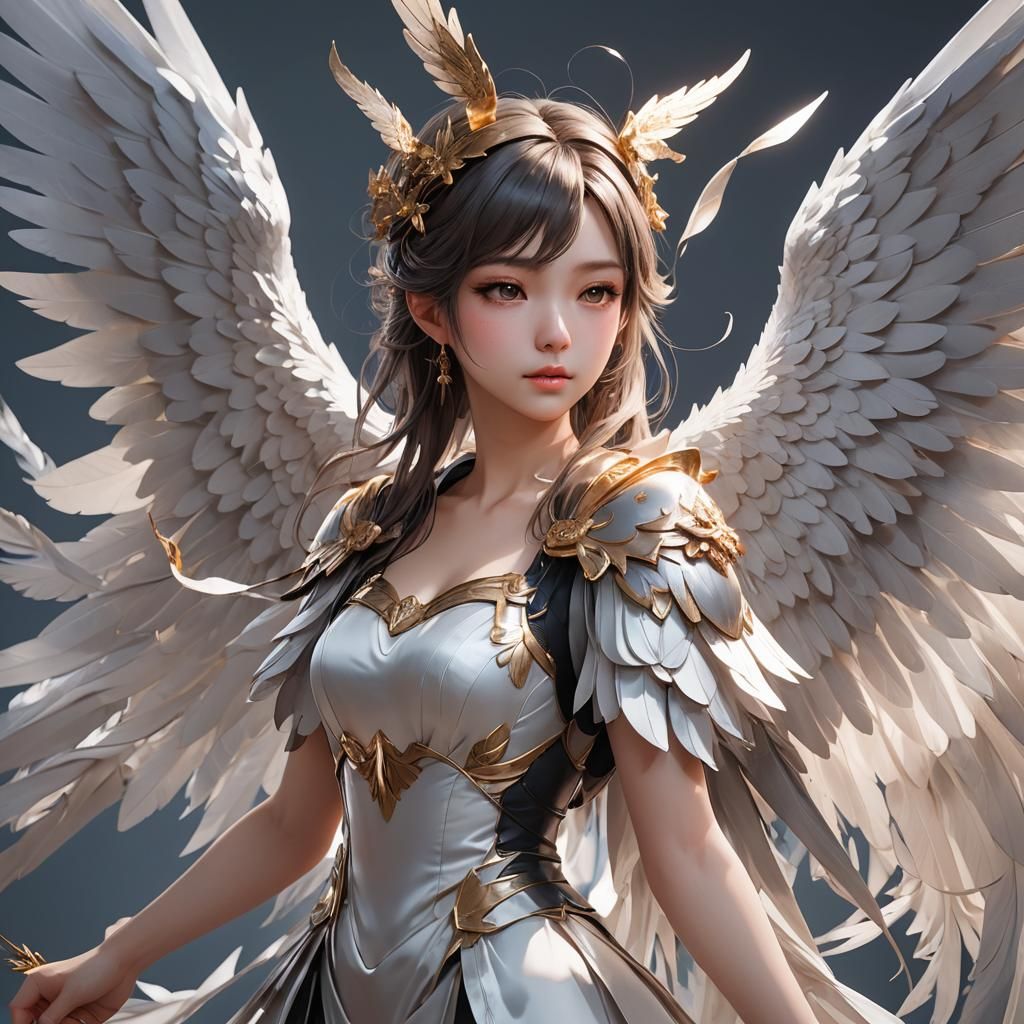Silk-Winged Girl: Detailed 3D Anime Art