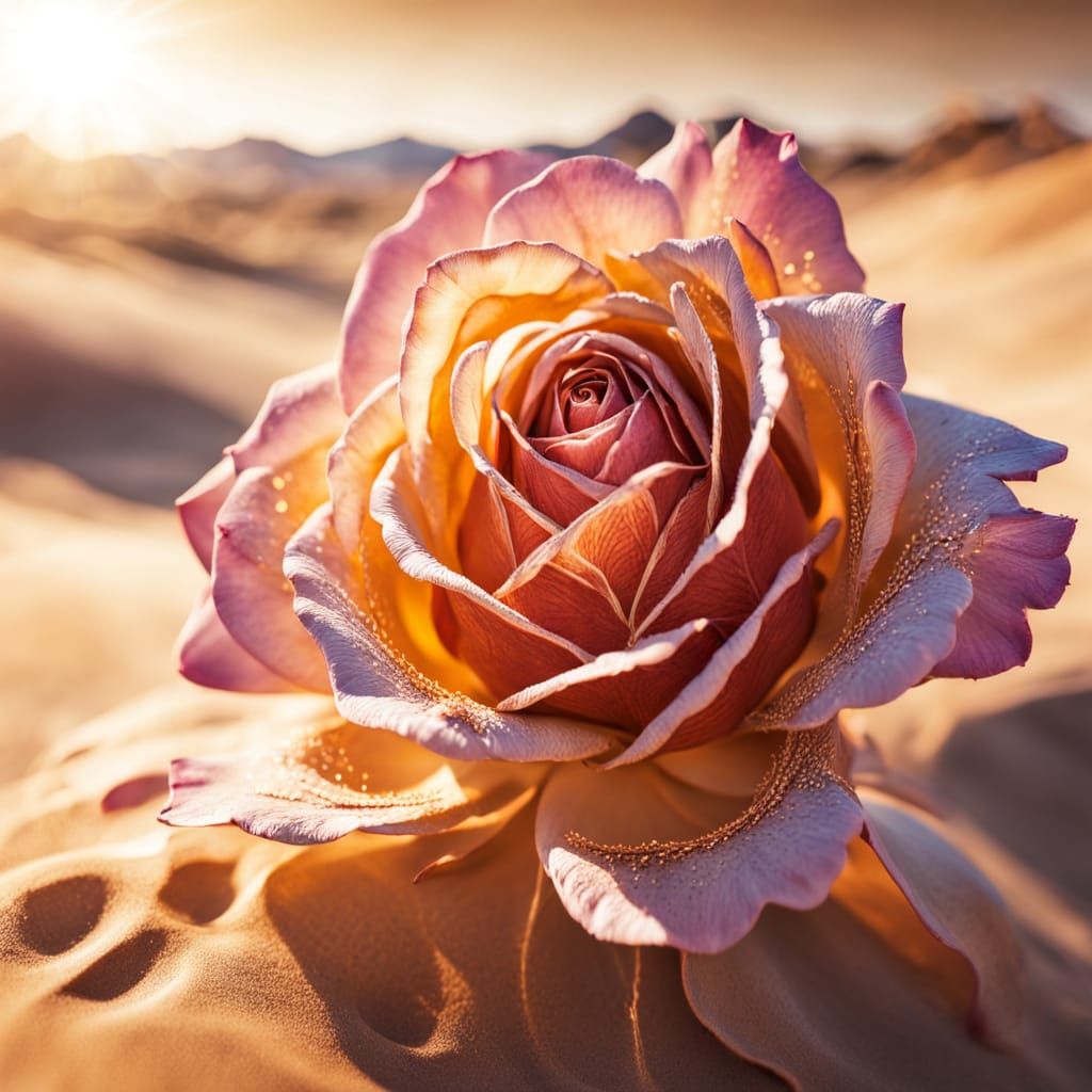 Surreal Desert Rose Blooms in Vibrant Dreamlike Colors