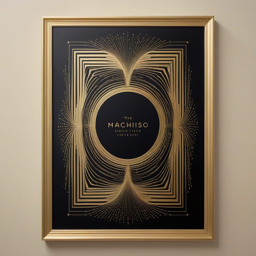 Luxurious Art Deco Wedding Frame with Black Abstract Text