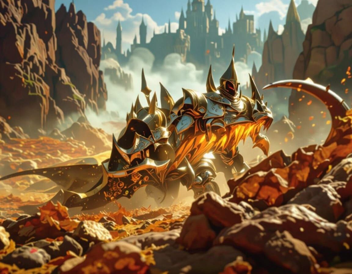 Knight in Intricate Armor with Dramatic Lighting