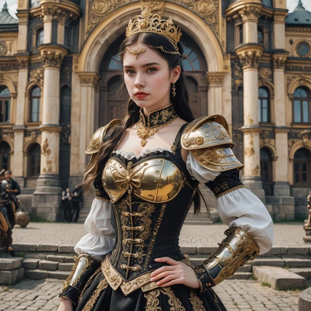 Steampunk Russian Woman Dancing in Palace