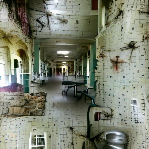 Bleak Asylum Interior: A Vision of Confinement