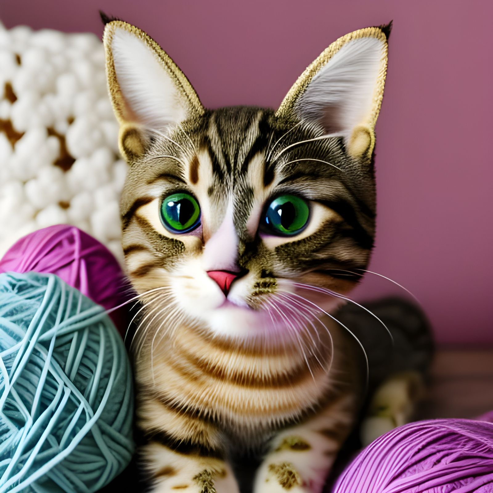 Hyperrealistic Crochet Cat in Yarn Dimension