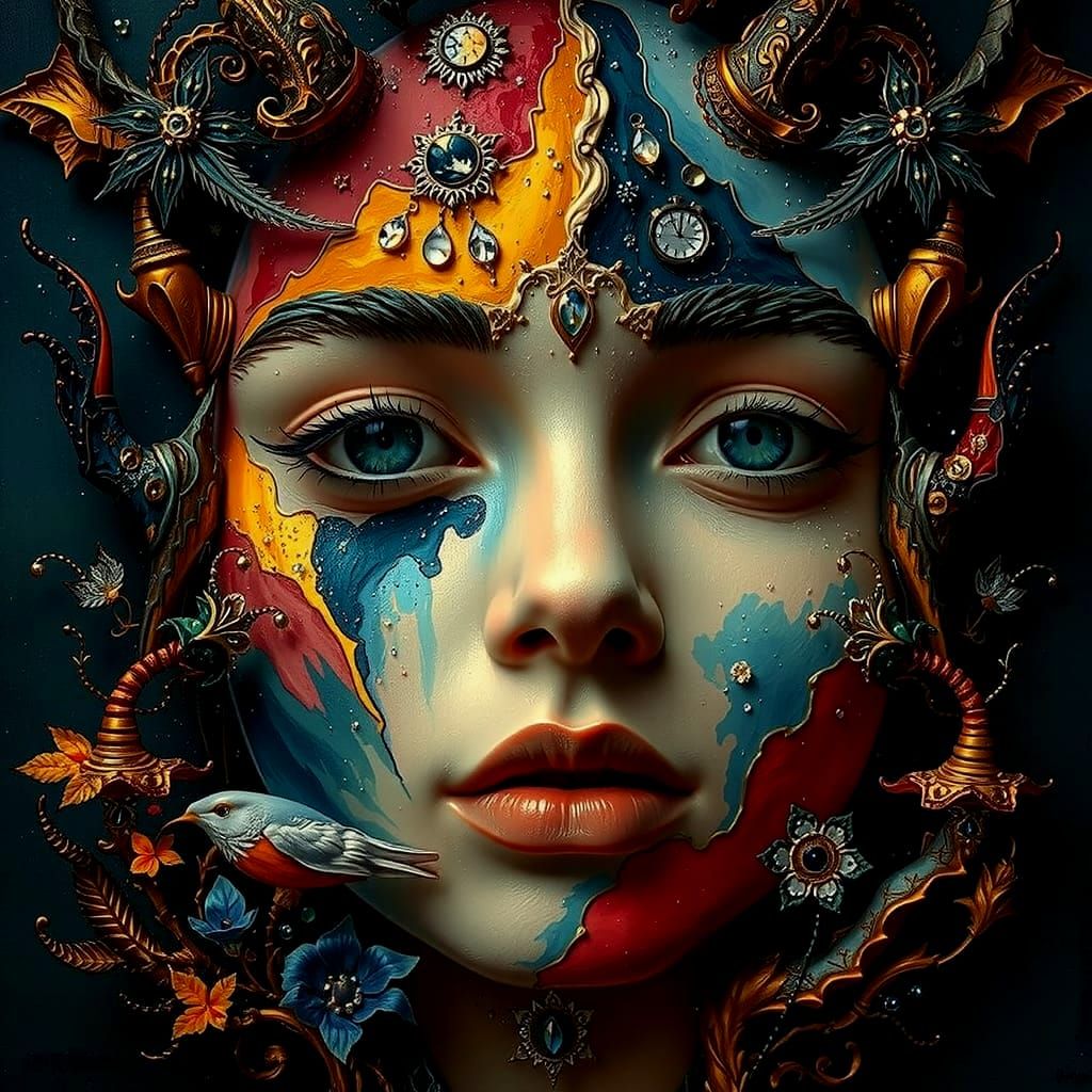 Dreamlike Magical Landscape Gouache Painting