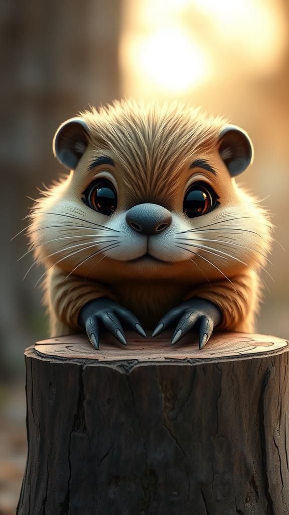 Cartoon Beaver Portrait in Ethereal Digital Painting Style