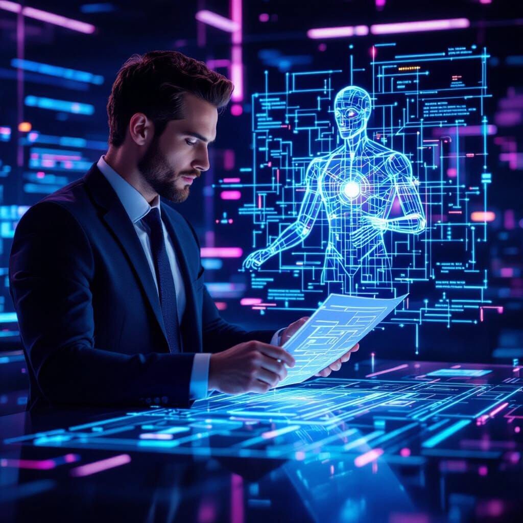 Digital Architect Designs AI Blueprint with Precision