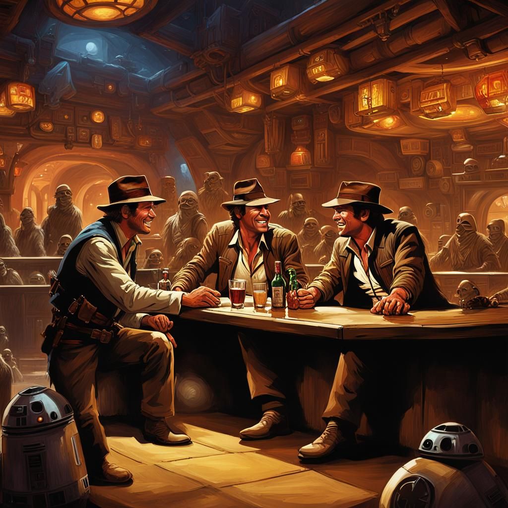 Indiana Jones and Han Solo in Cantina, Digital Matte Paintin...