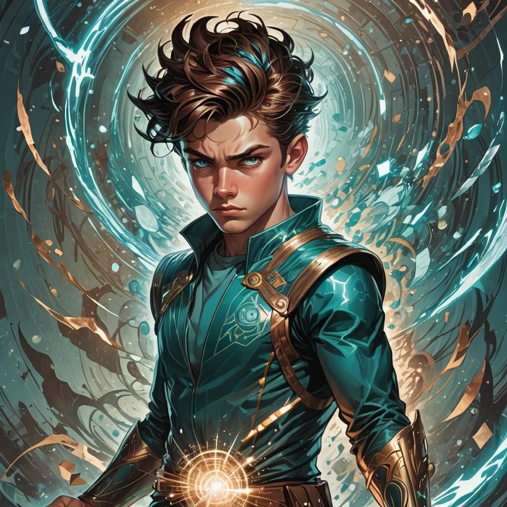 Telepathic Boy with Teal Eyes, Comic Book Art