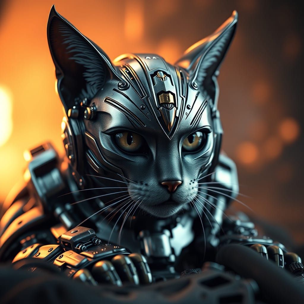 Futuristic Feline Heroine in Epic Sci-Fi Landscape