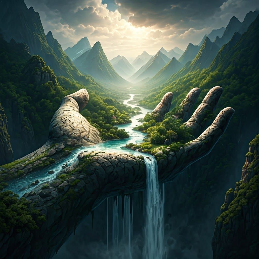 Majestic Stone Hand: A World in Miniature