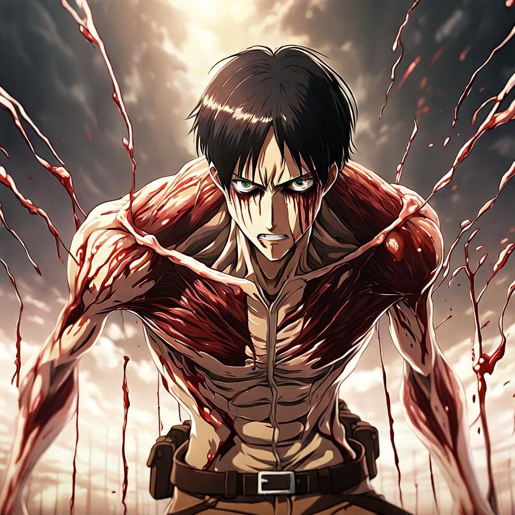 Eren Yeager Bleeding: Studio Ghibli Anime Visual