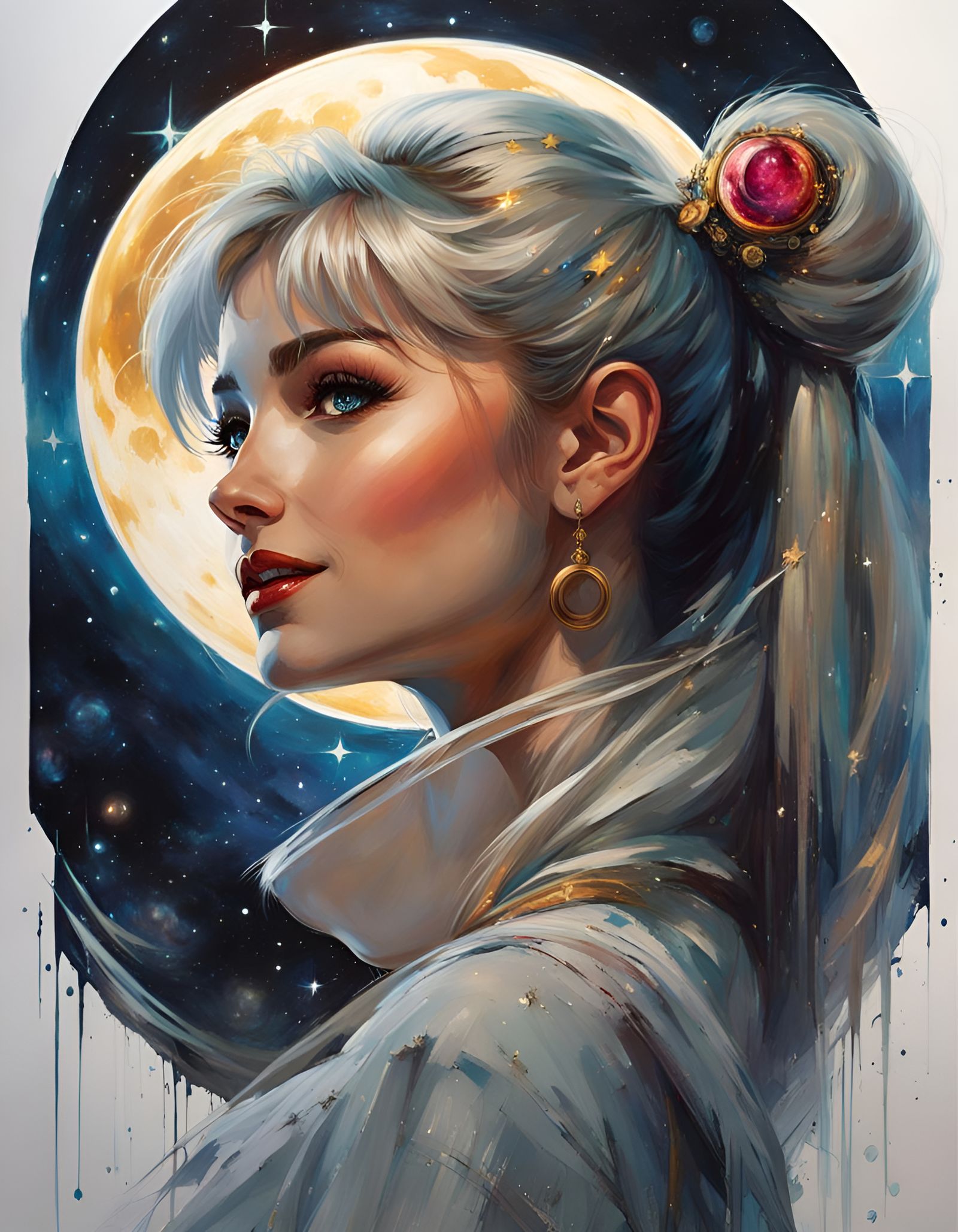 Cosmic Sailor Moon Portrait in Digital Art Style
