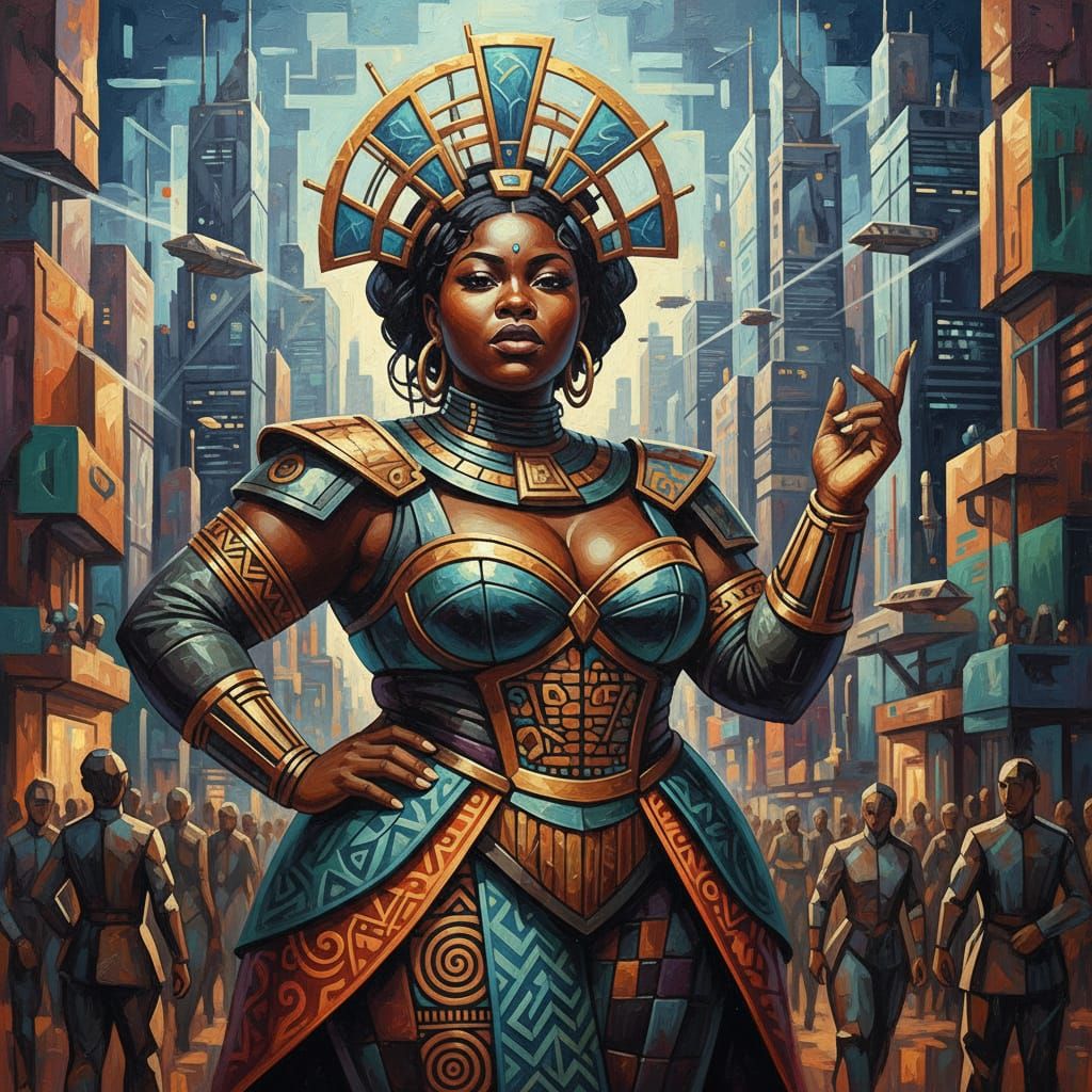 Afrofuturist Resilience in Cubist Style