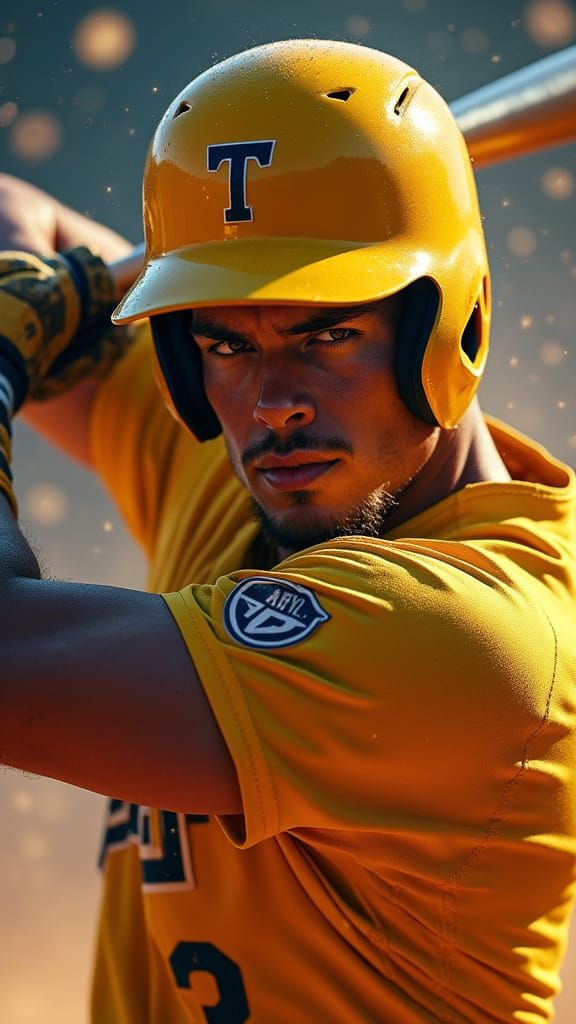 Fierce Baseball Player in Cinematic Action Portrait