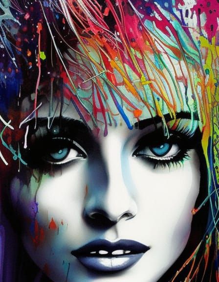 Elegant Portrait of a Young Woman in Watercolor Style