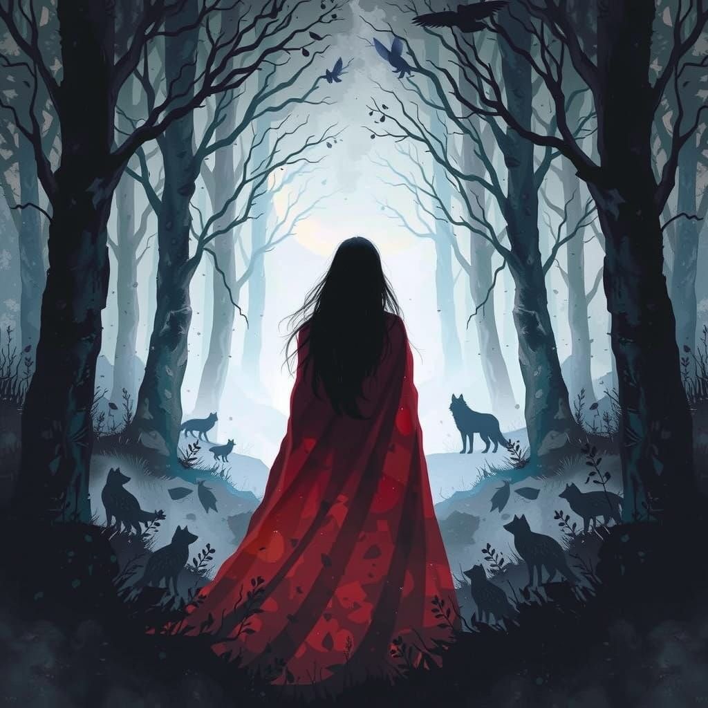 Red Riding Hood in Dark Fantasy Forest