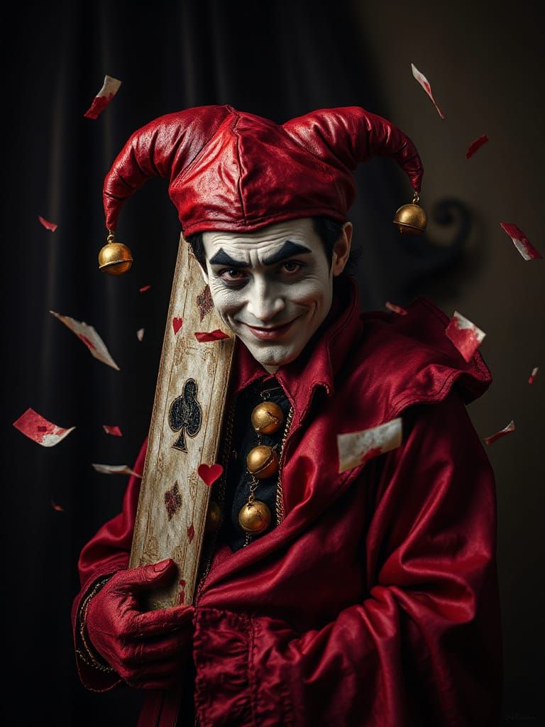 Mischievous Jester Emerges from Tarot Card