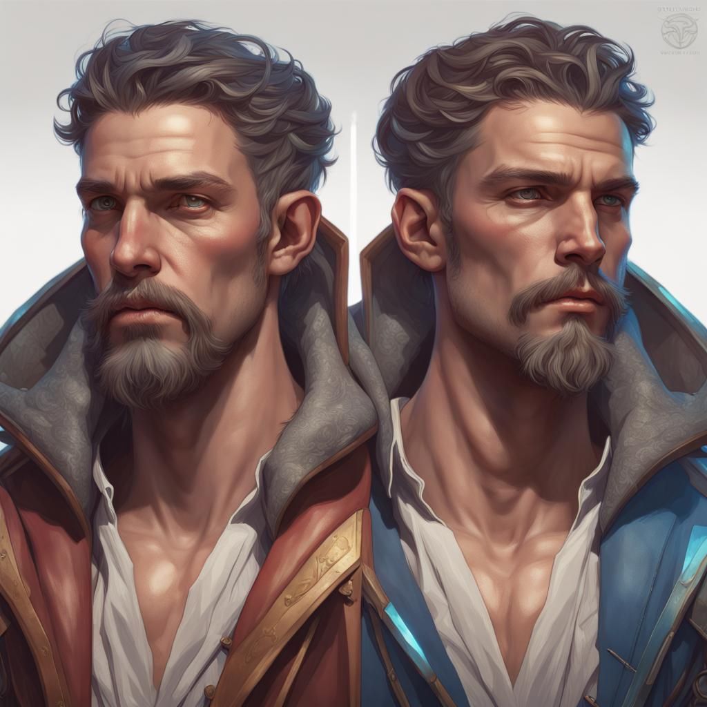 Hyperdetailed Portrait of Twin Brothers in Digital Art Style