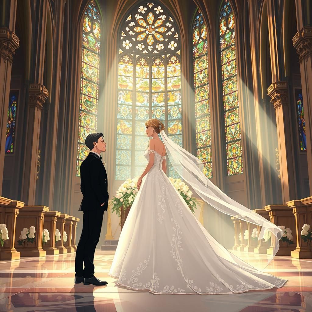 Ethereal Anime Bride at Wedding Altar