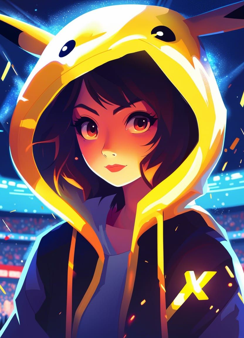 Mysterious Pokémon Trainer in Stadium, Vector Art