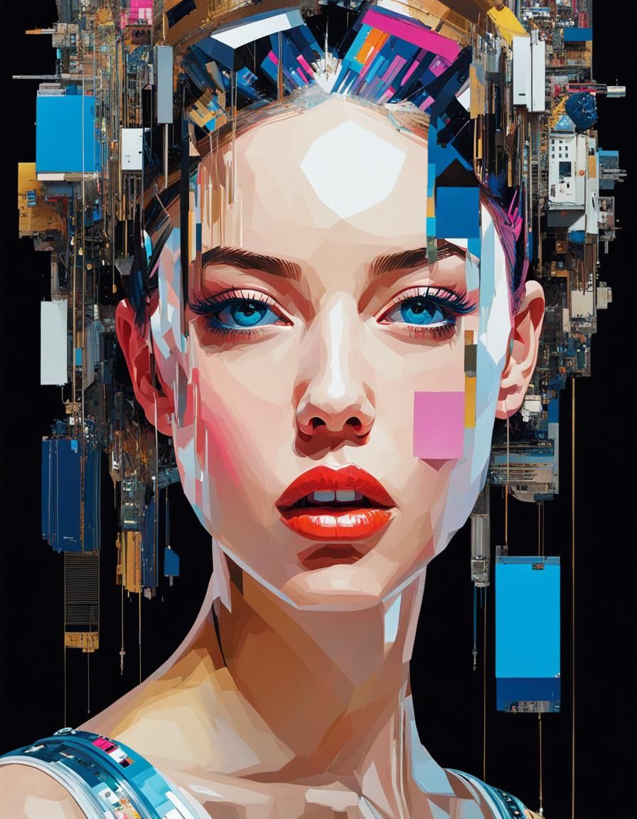 Glitch Art Portrait of a Young Woman