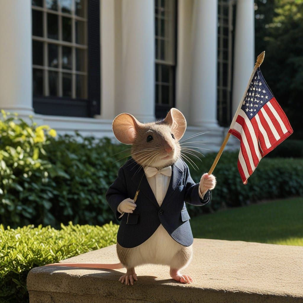 Confident Rodent at the White House in Cubist Baroque Style