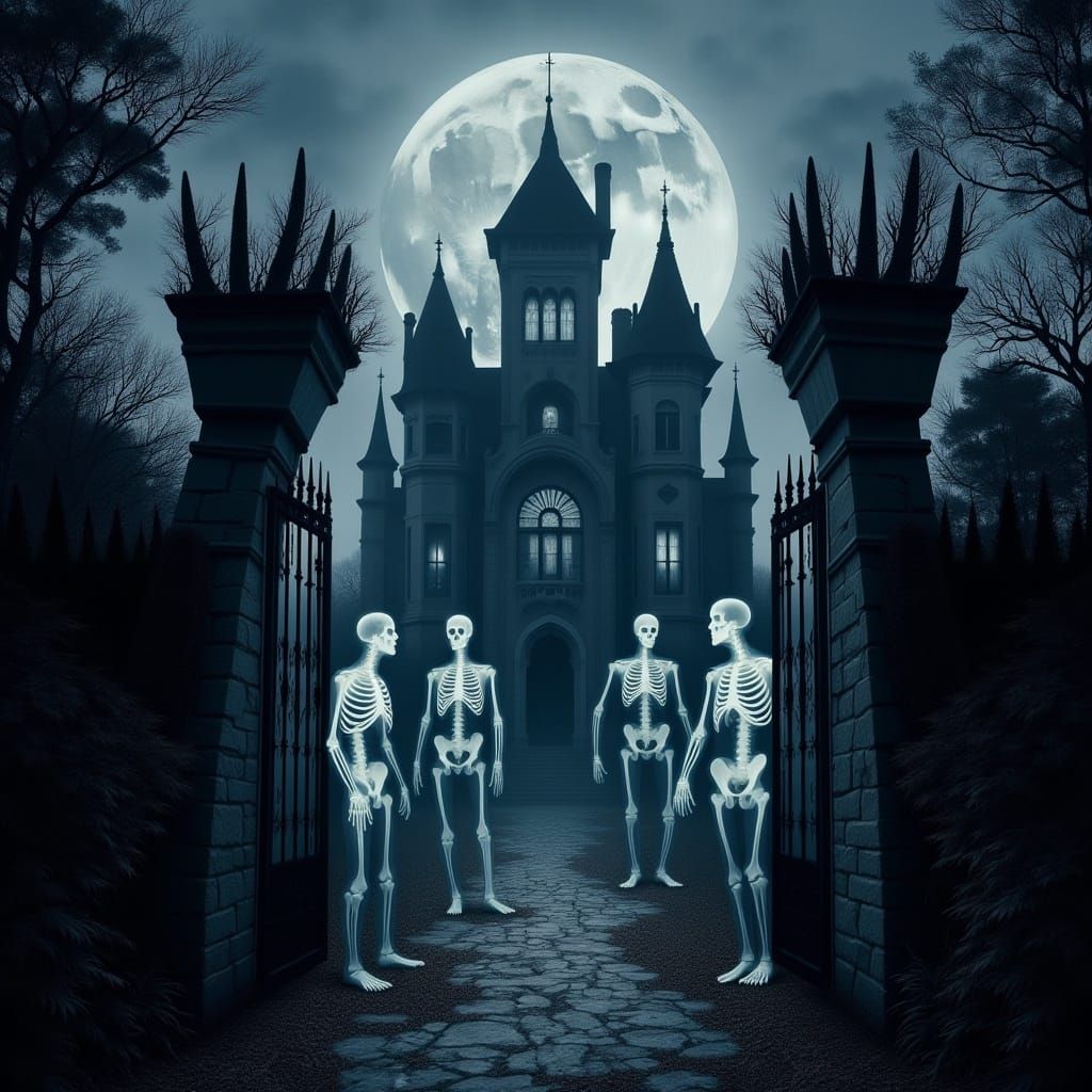 <lora:X-ray  Skeletons 2:1.0> Haunted Victorian  House  ,gho...