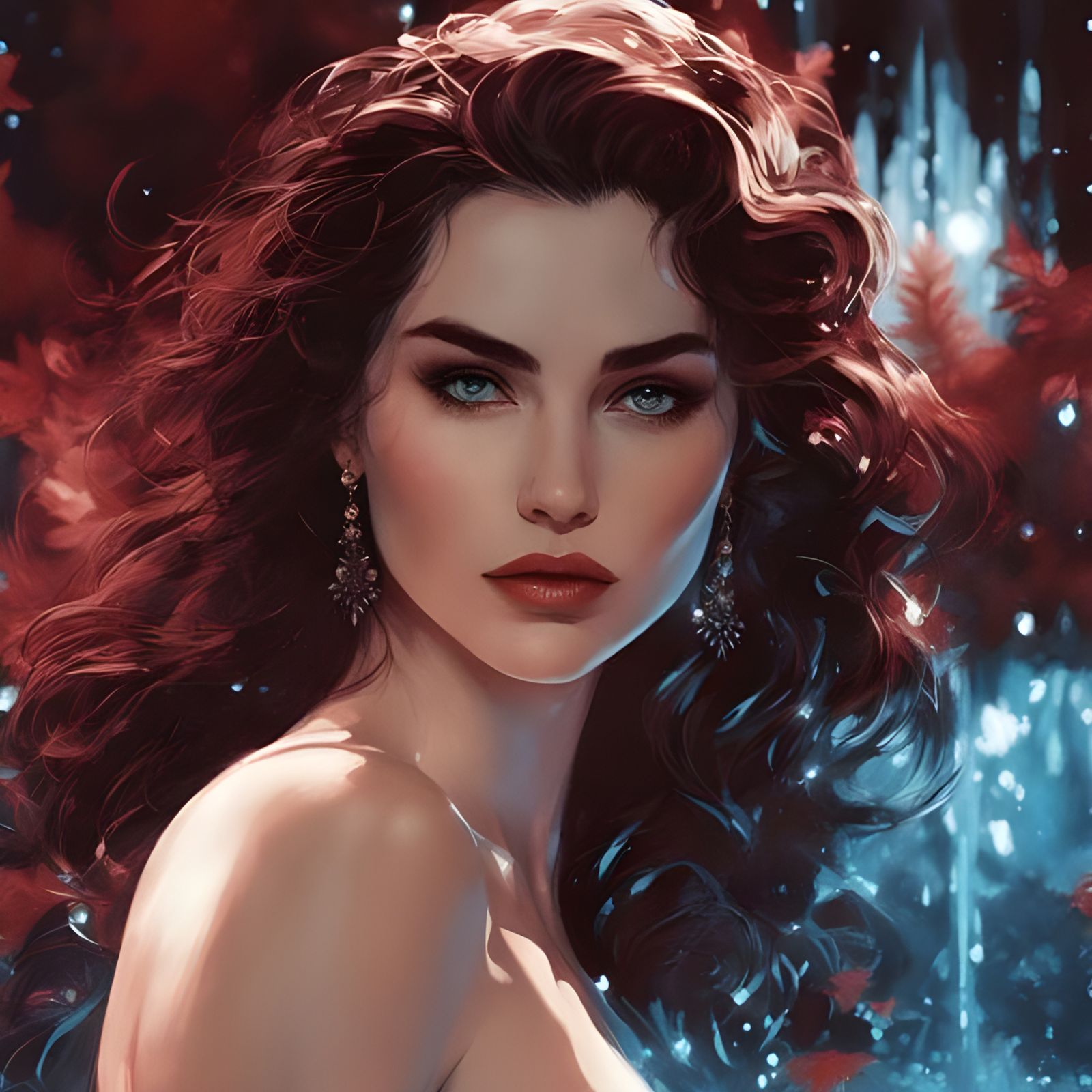 Bioluminescent Earth Enchantress in a Dark Garden