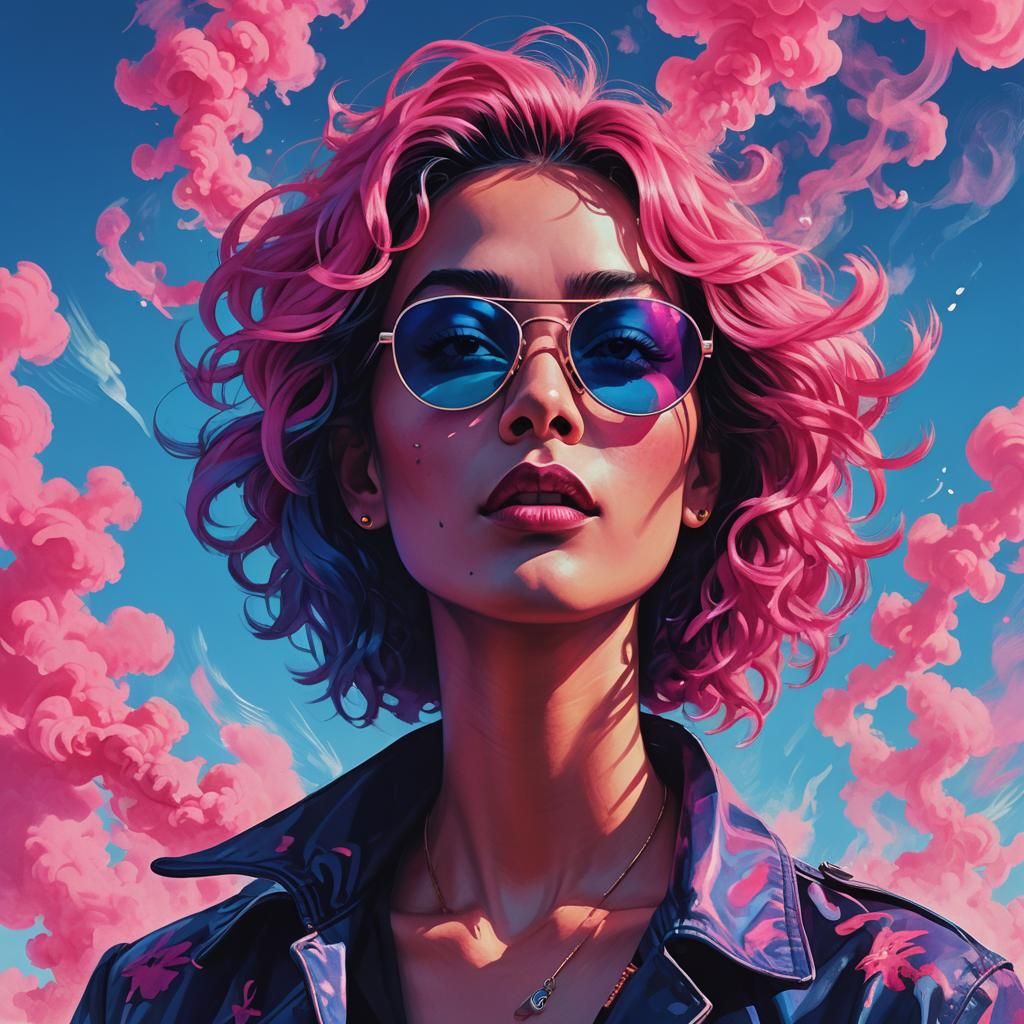 Neon Pop Art: Stylish Figure with Sunglasses