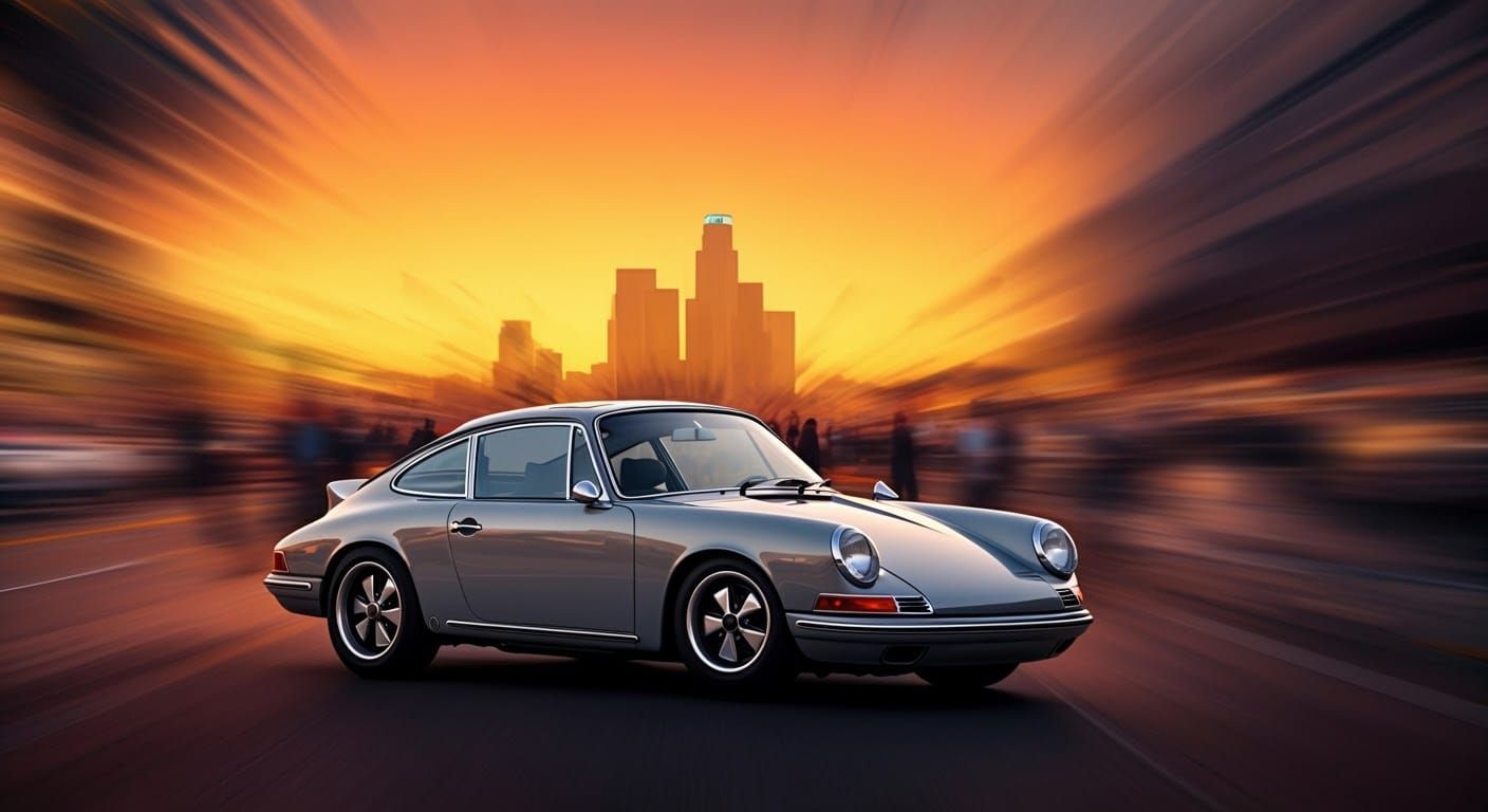 Porsche 911 in Backlight: Minimalist, Impressionist Style
