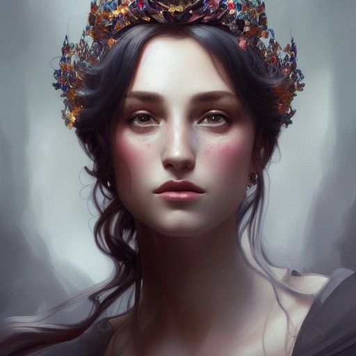 French Queen Portrait in Art Nouveau Style