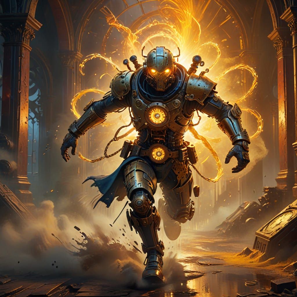 Fantasy Art: Person Running Late in Golden Light