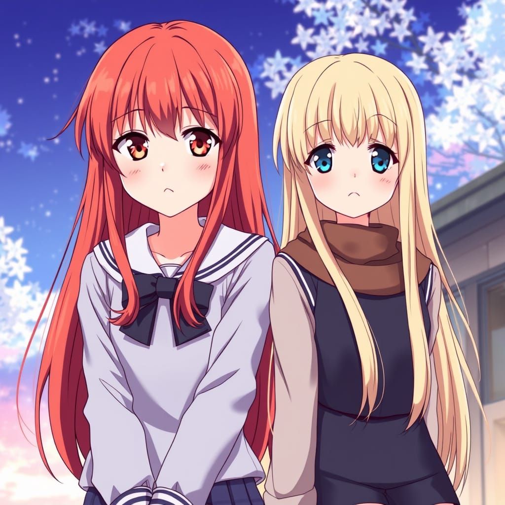 Anime Style Image of Two Young Girls
