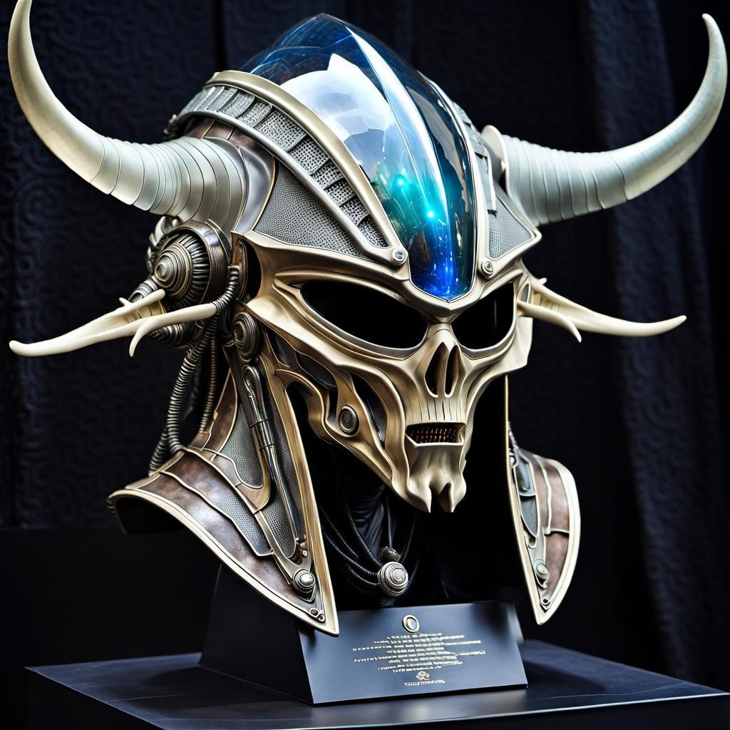 Futuristic Alien Samurai Helmet in Sci-Fi Style