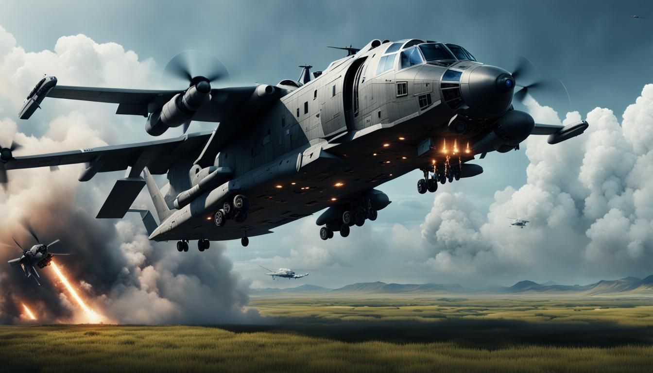 Detailed Hyper Realistic VTOL Dropship: Digital Matte Painti...