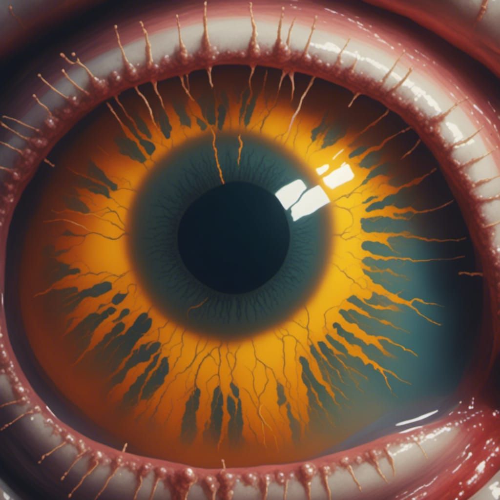 Eerie Egg Yolk Eyeball in Horror Film Style