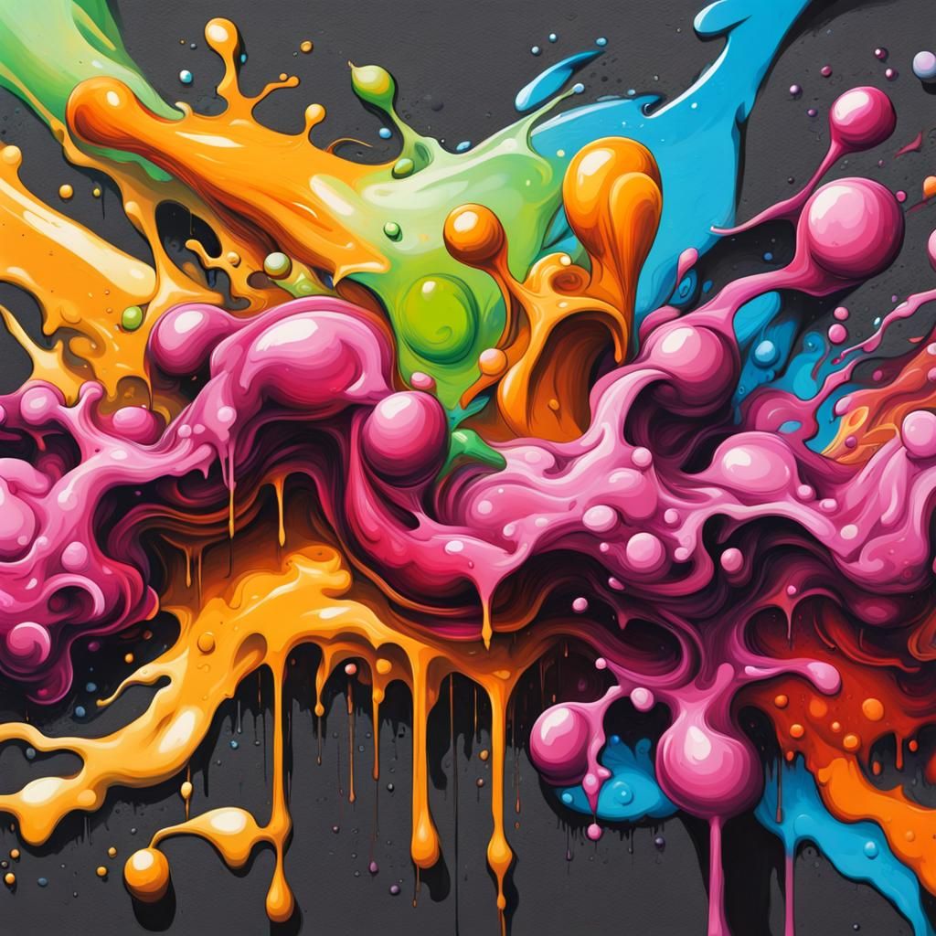Colorful Graffiti Art With Oil Gouache Textures