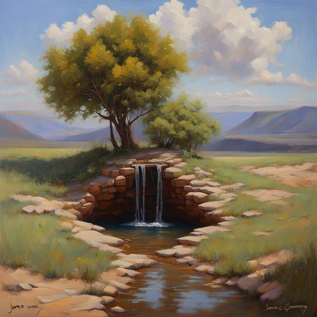 Nature's Well: An Oil Painting