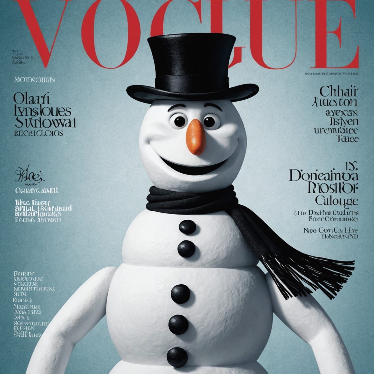 Olaf the Snowman Vogue Cover: AI Generated