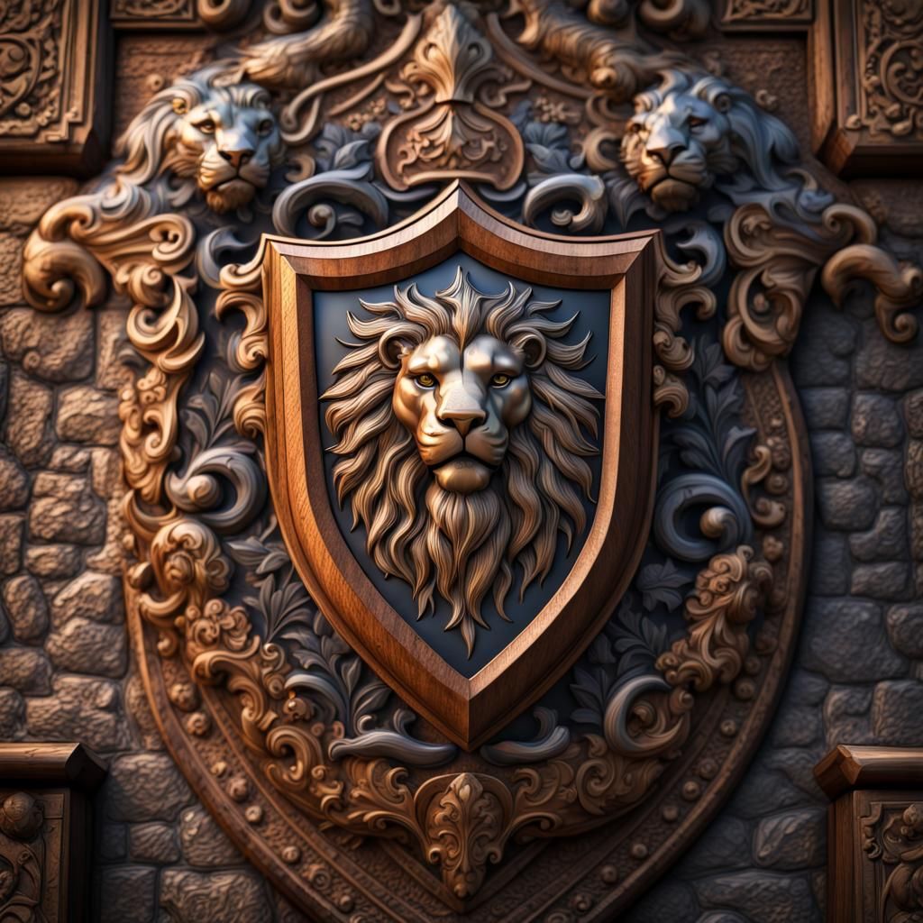 The shield of Aslan from the Battle of Red River hung for all to see.