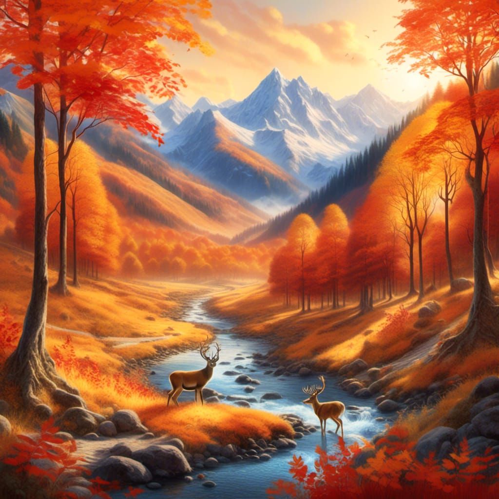 Autumn Mountain Vista Through a Window