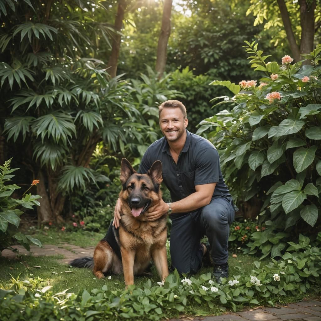 Man and Dog Portrait in Natural Light