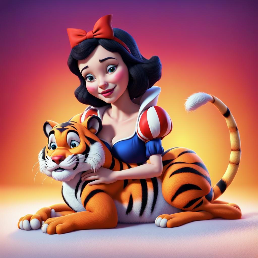 Snow White and Tony the Tiger in CGI Art