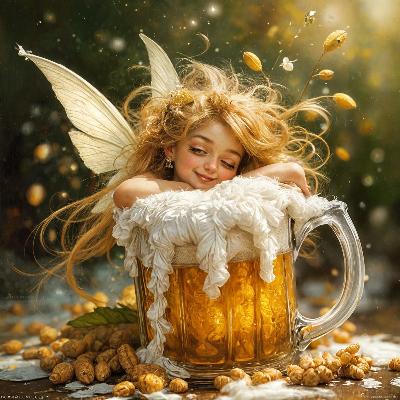 Whimsical Beer Scene in Classic American Style